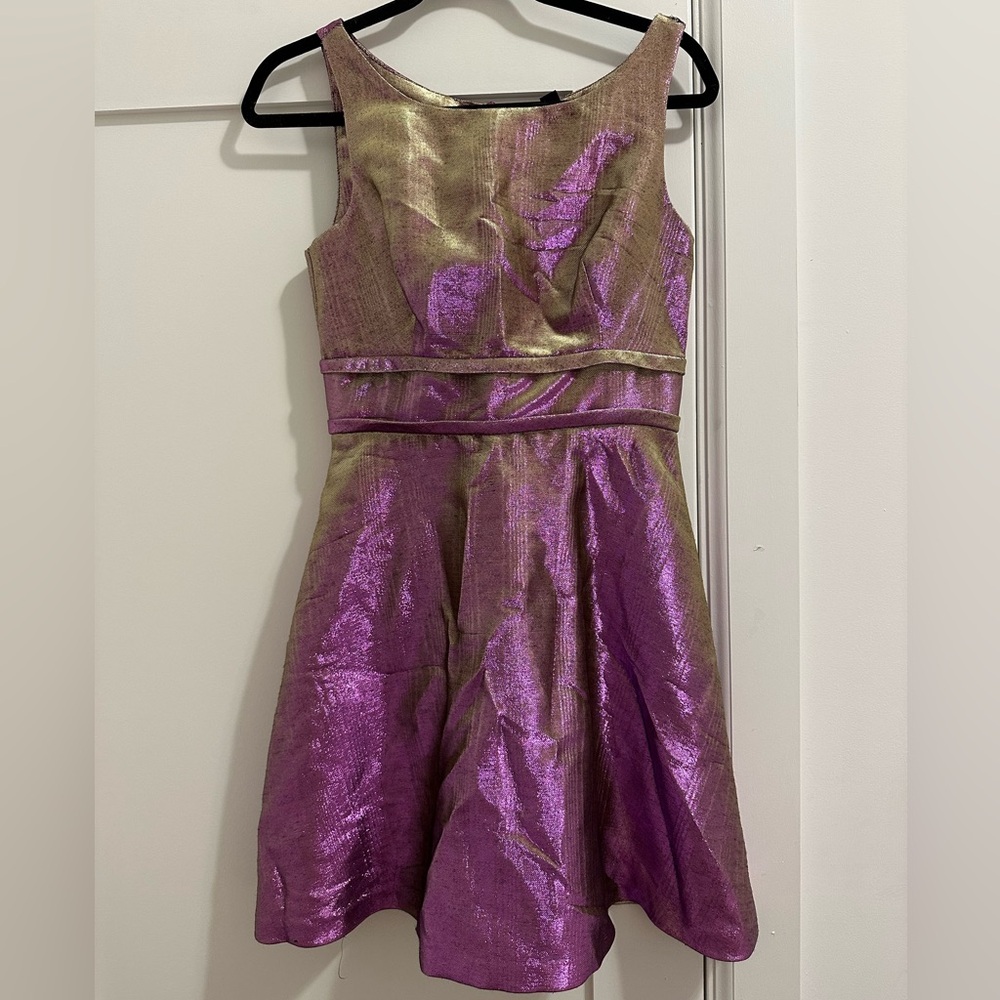 Cynthia Rowley Purple and Gold Mini Dress